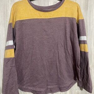 Colorblock Long Sleeve Top - Yellow and Purple